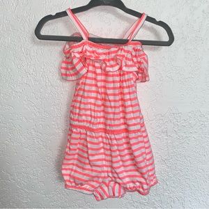📦 3 for $30 - OshKosh Bigosh Neon Orange Striped Romper 12 months